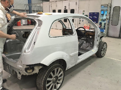 Car being rubbed down