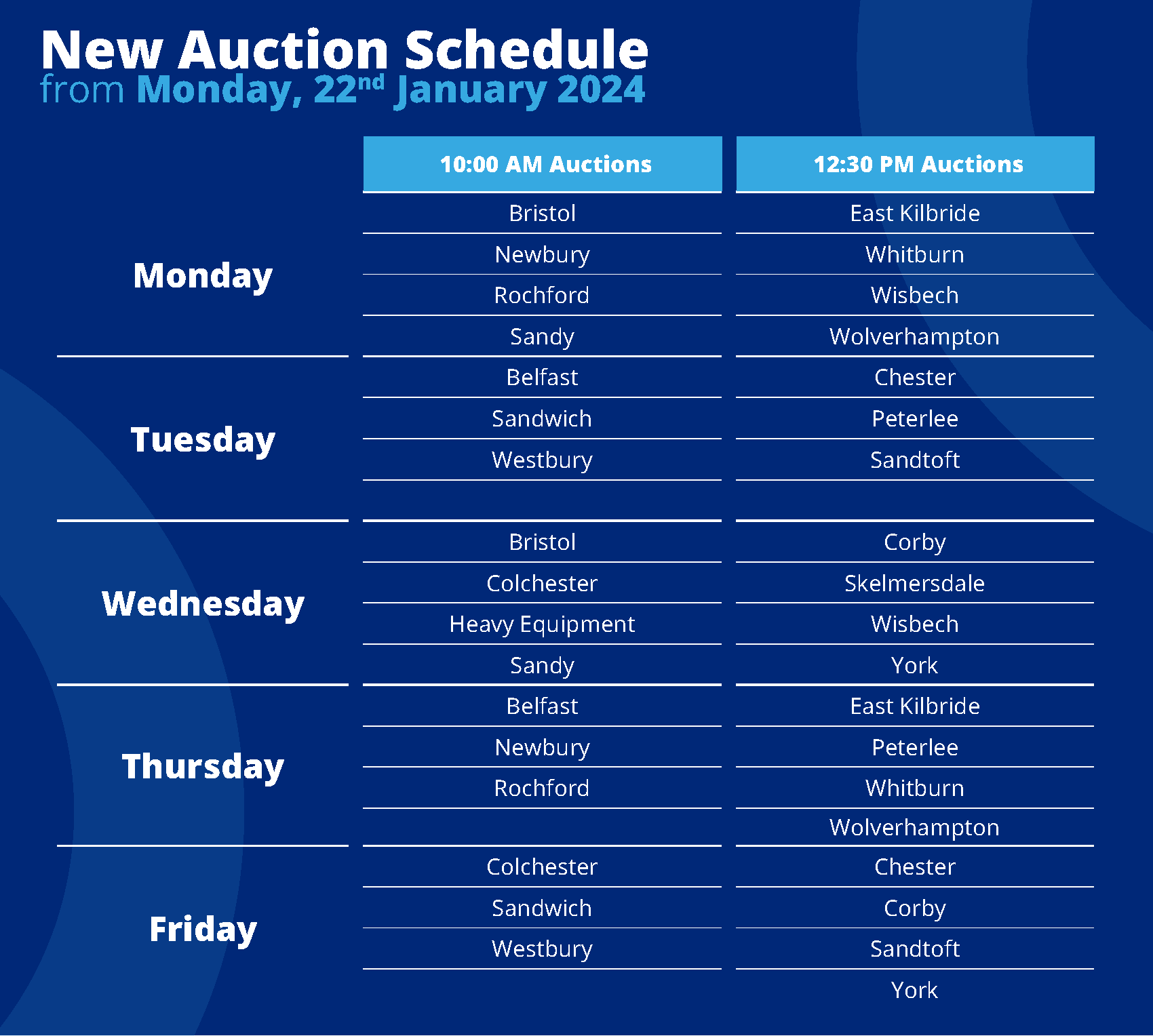 New Auction Schedule 2024