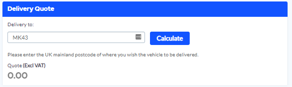 A screenshot of the delivery calculator
