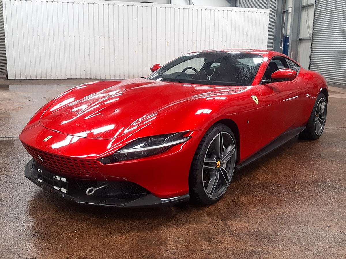 A red Ferrari Roma