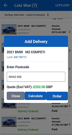 Delivery Quote and Booking