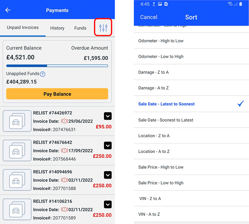 New Bank Pay Features now on the Copart App!