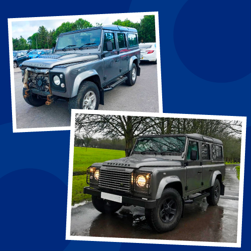 land rover defender in grey