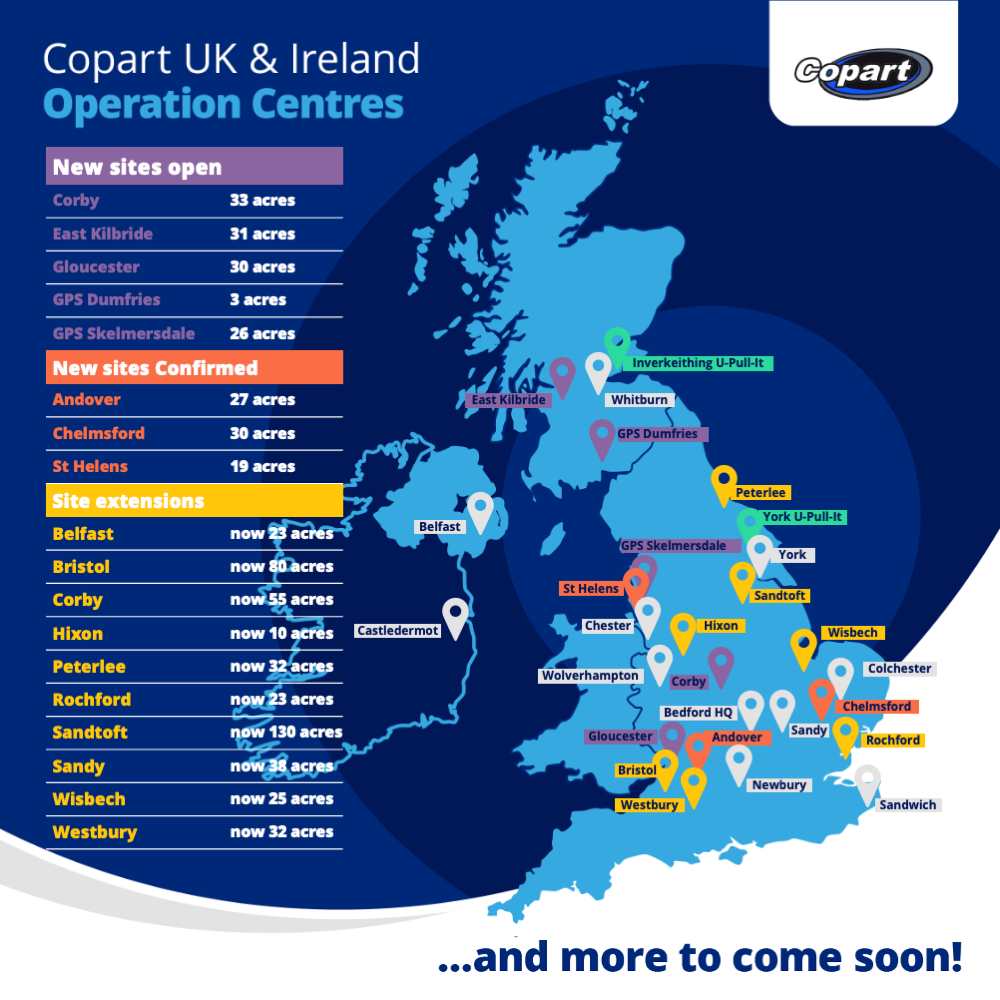 Copart's Operation Centres as of September 2024
