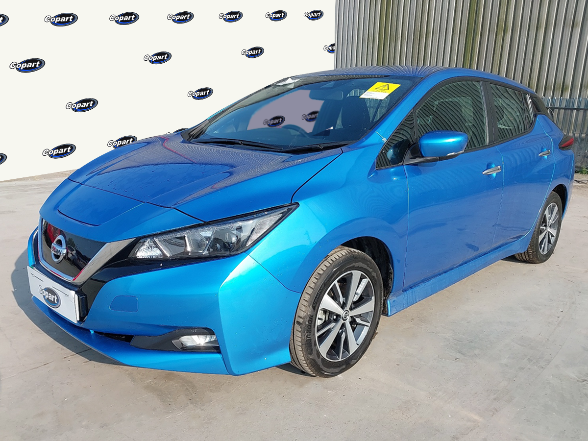 A Blue Nissan Leaf.