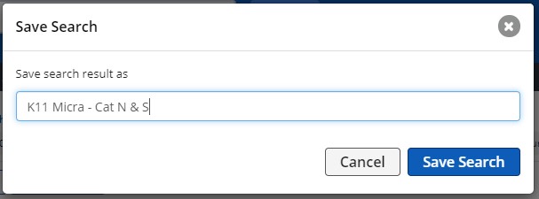 name of saved search